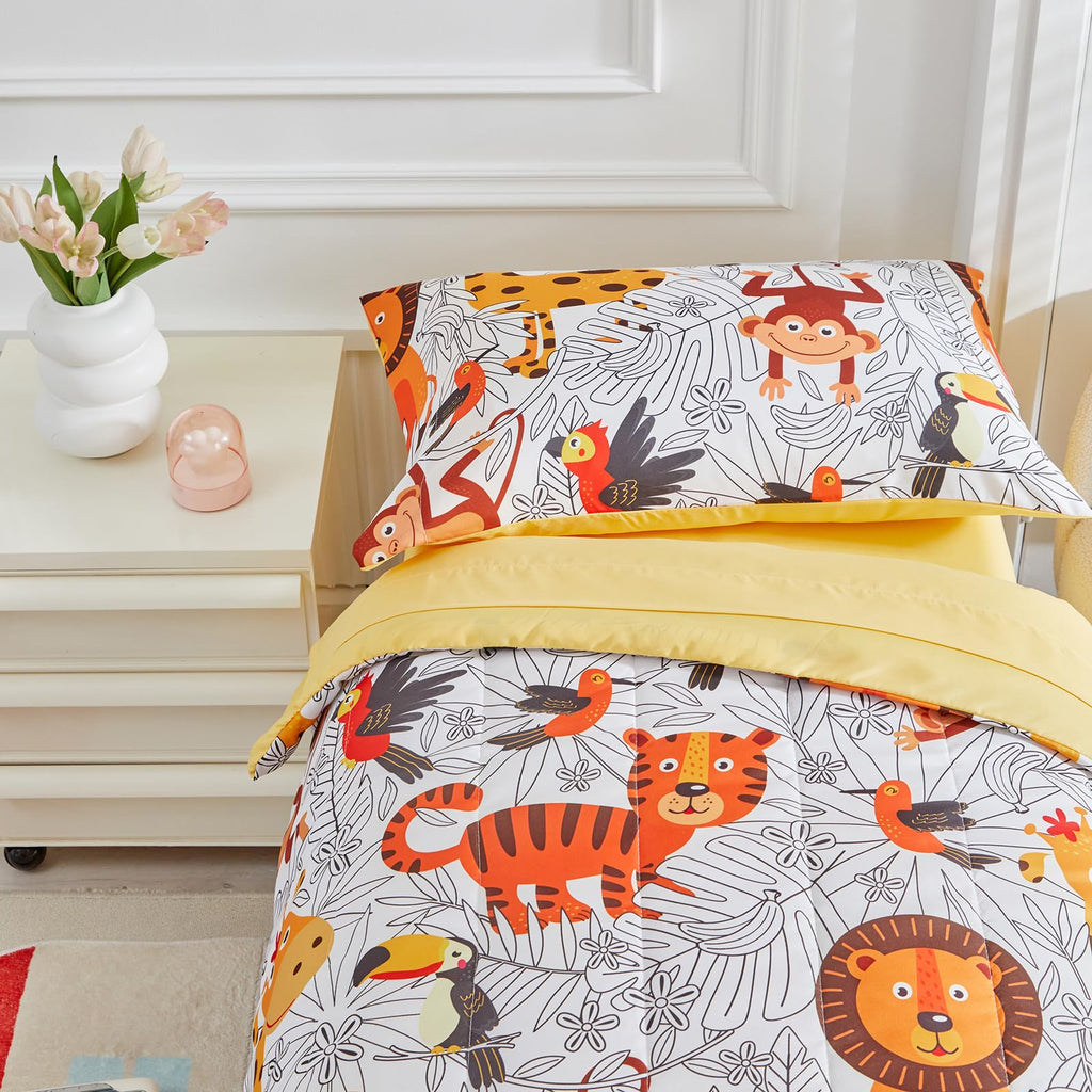 Kids Comforter Sheet Set - Soft and Breathable Bed Set Includes Quilted Comforter, Fitted Sheet, Flat Top Sheet