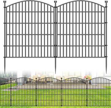 10 Panels Decorative Garden Fence - 32 in (H) x 23.6 ft (L) No Dig Dog Fence Outdoor for Yard, Rustproof Tall Garden