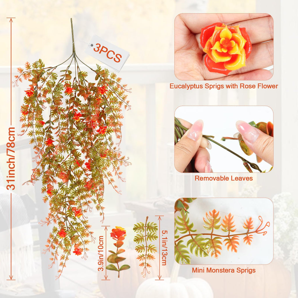 Artificial Hanging Fall Plants 3P 31In UV Resistant Eucalyptus Swag