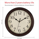 14 Inch Wall Clock Battery Operated Silent Non-Ticking Round Classic Vintage Retro Wall Clock Decorative for