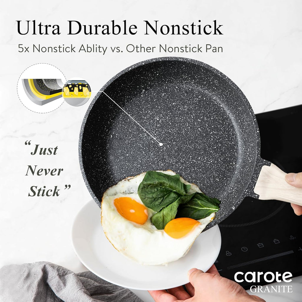 21pcs Nonstick Pots and Pans Set, Cookware Sets, with Egg Pan | Induction Kitchen Cooking Set, Easy Clean, Even