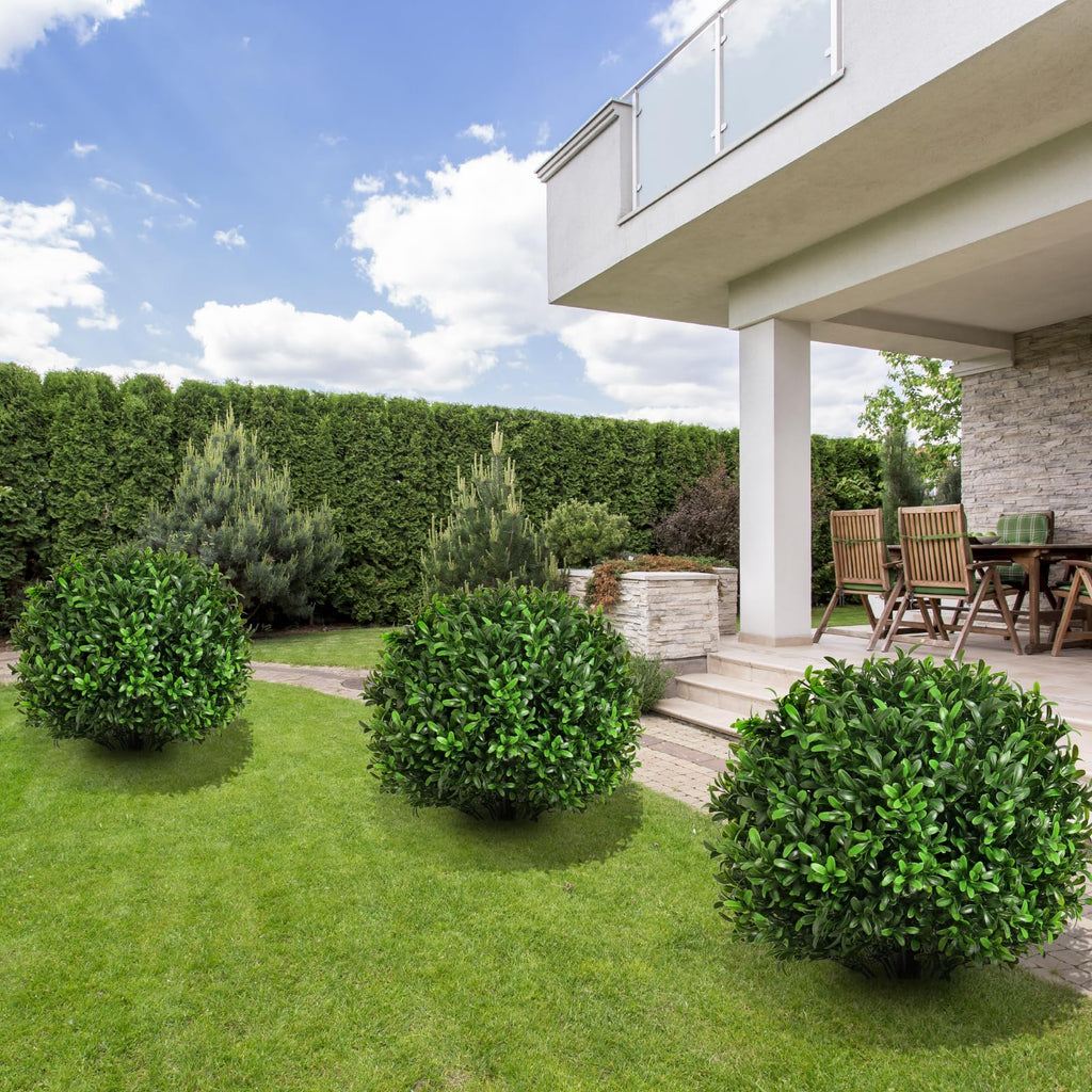 24" Artificial Olive Topiary Ball Tree 2-Pack, UV Resistant Outdoor