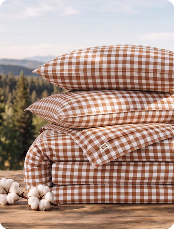 PureWoven Gingham Duvet Cover Set Linen‐Like, 3-PC