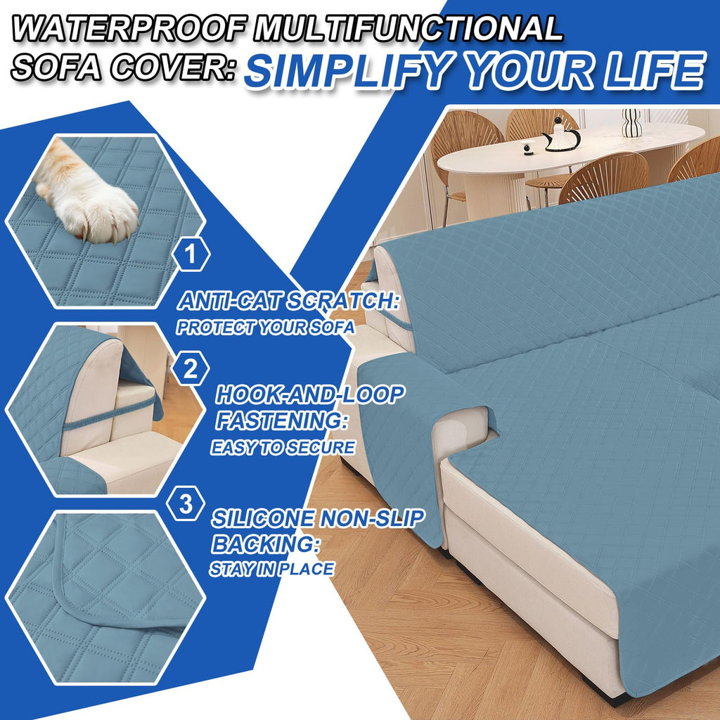 Waterproof Sectional Couch Covers for Dogs, X-Large, Aqua Blue