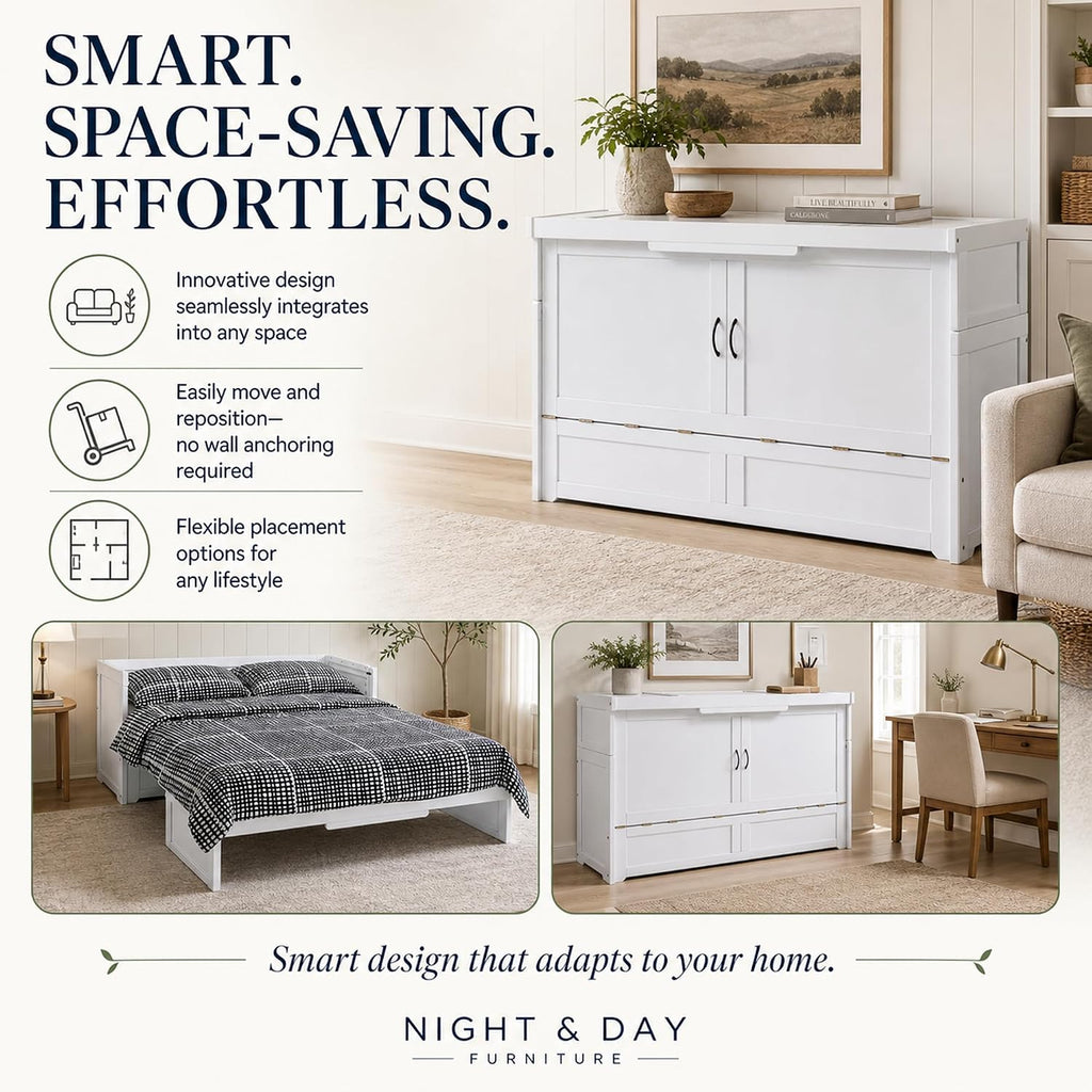 Murphy Cube Cabinet Bed (White, Queen)
