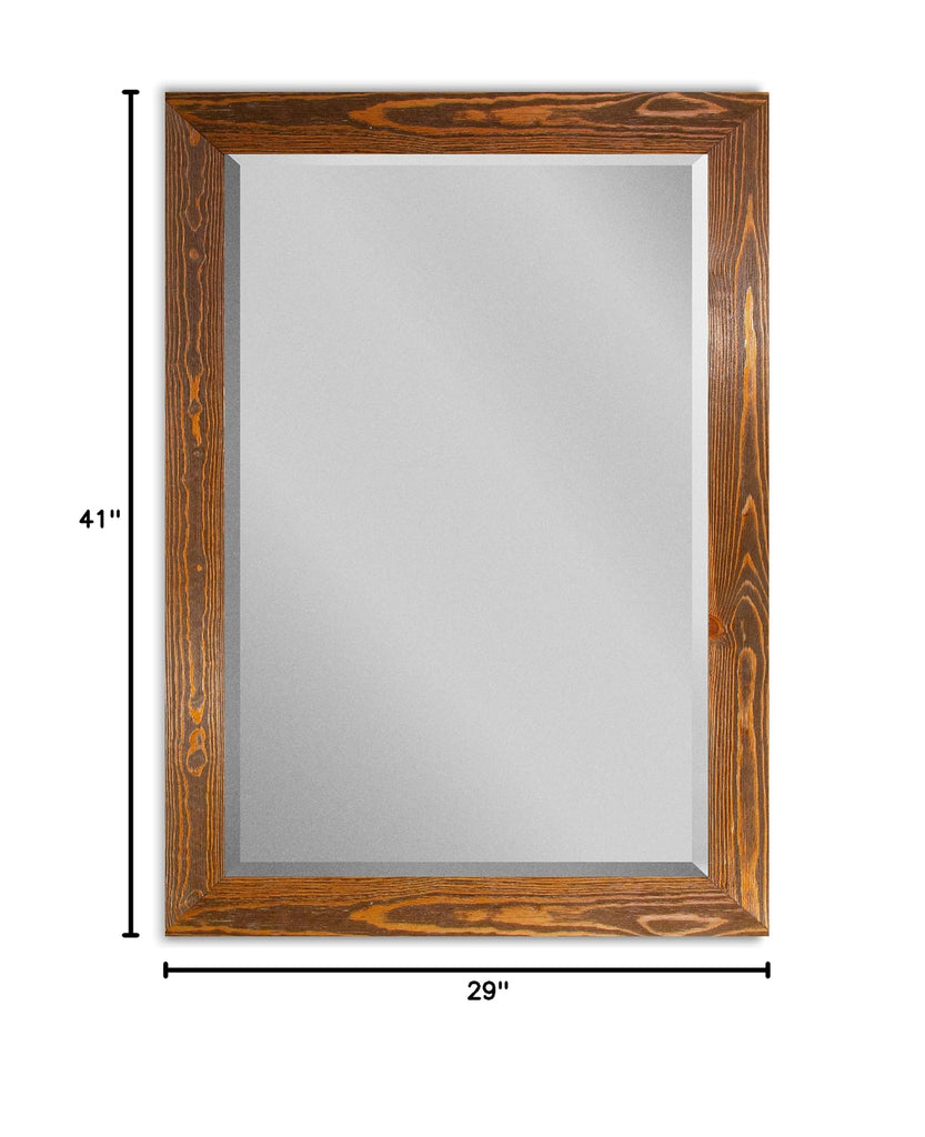 Maple Rustic Mirror Rectangular Barnwood Framed Wall Mirror Decor, Vertical or Horizontal Hanging, 41x29