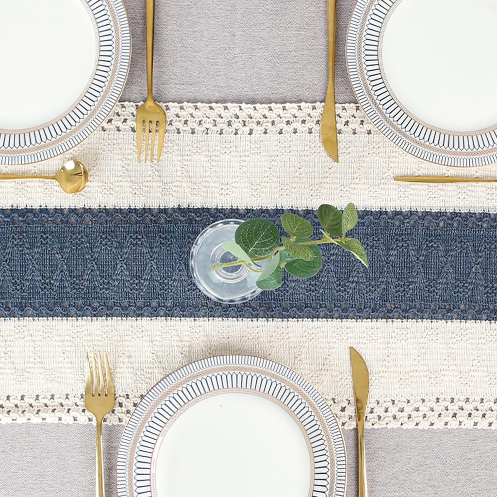 Boho Table Runner Decor 12x108 Blue Fall Rustic Decorations