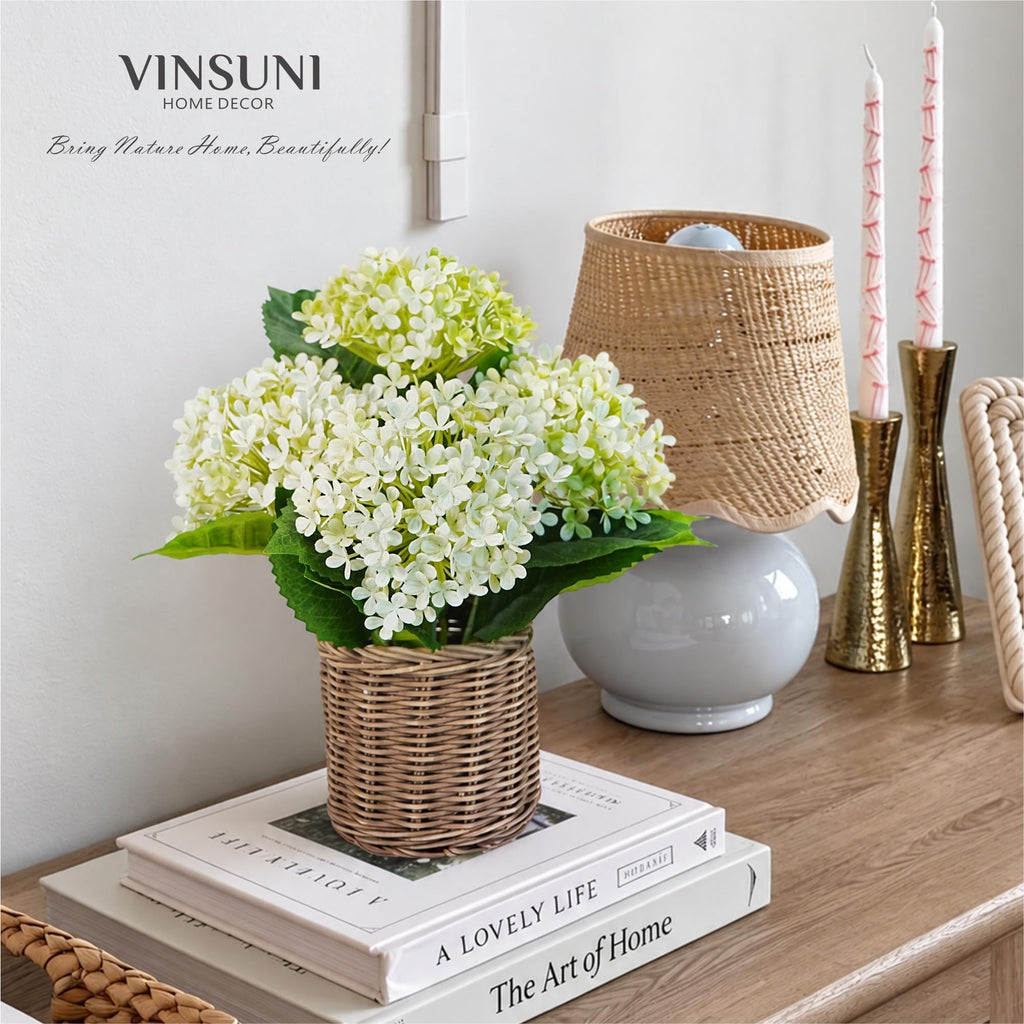 White-Green Artificial in Woven Basket