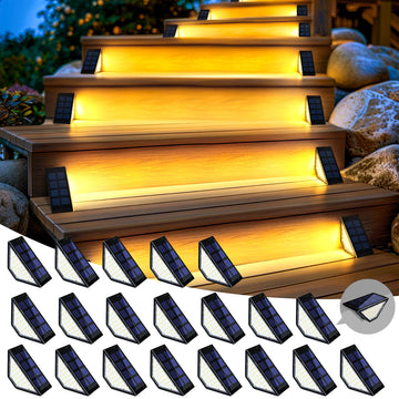 Solar Step Lights, Stair Lights Outdoor Waterproof Decor 20 Pack Warm White