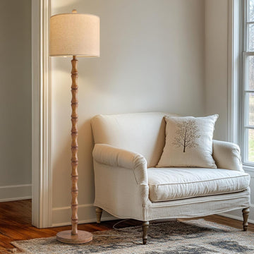 62" Rustic Floor Lamp, Retro Farmhouse Floor Lamp Rotary Switch, Resin Standing Lamp, Corner, Dining