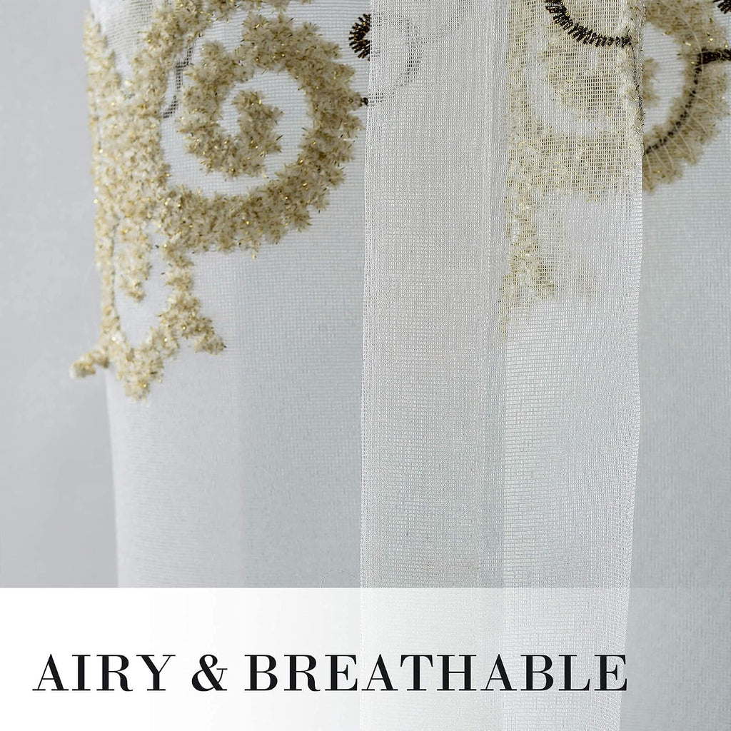 Simple Chenille Jacquard Sheer Window Elegance Curtains/Drapes/Panels/Treatments for Bedroom Living Room,Top Grommets