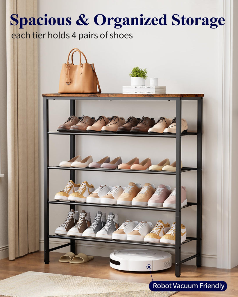 Shoe Rack for Closet, Shoe Storage, 29.5" Wide - 5 Tier, Brown