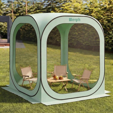 6x6 Pop-Up Screen Tent, Mosquito Net Gazebo, UV Resistant, Green | Roof Waterproof Screen Canopy