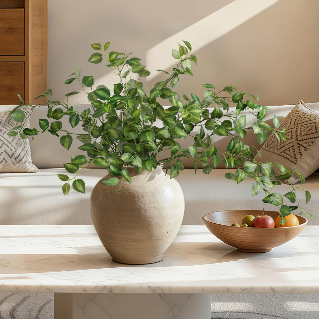 5PCS Artificial Eucalyptus Leaves Stem Plants for Spring Decor, 32.7 inch Fake Leaves Greenery Branches Green Shrubs