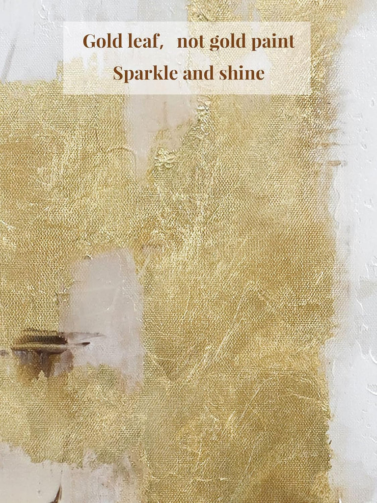 Abstract Gold and Beige Canvas Wall Art - 2 Piece Framed Prints with Hand-Painted Texture - Neutral