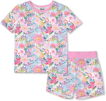 Bamboo Viscose Pajamas Toddler Boys Girls, Kids Short Sleeve Pajama Set 2pcs Summer Sleeper Snug fit Pjs
