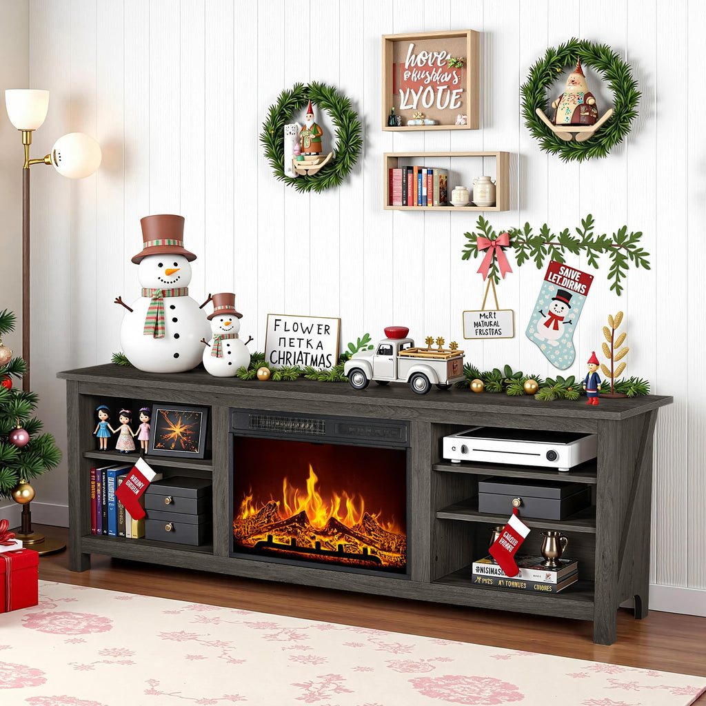 70" with 23" Electric Fireplace for 80" TVs
