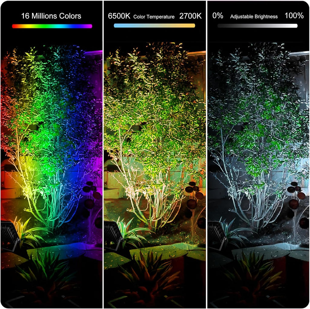 Flood Lights Outdoor RGB 1000W Equivalent,Smart Color Changing RGBCW Landscape Light with APP Control/Music