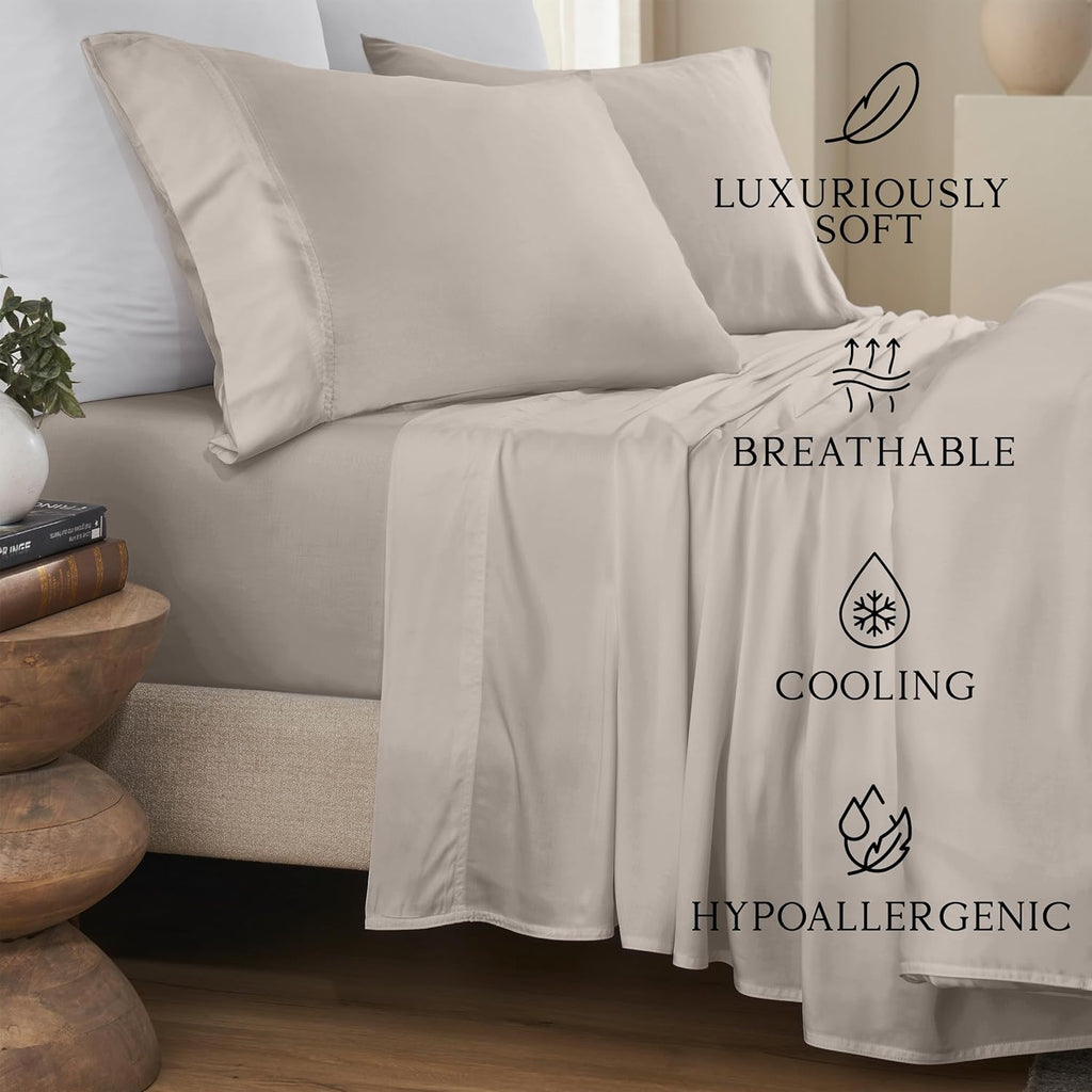 Luxury Bamboo Viscose Sheet Set | 100% FSC Certified | Cooling | Luxuriously Soft | 18" Deep Pockets