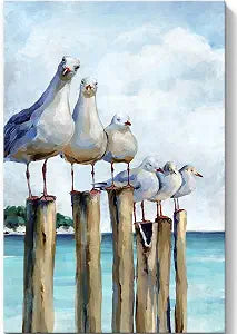 Seagull Wall Art, Coastal Room Decor, 16x24 Inch