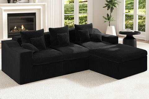 101" Modular Couch Sectionals with Ottoman, Big Comfy Cloud Couches, L Shaped 4 Seat Modular Sectional Sofa