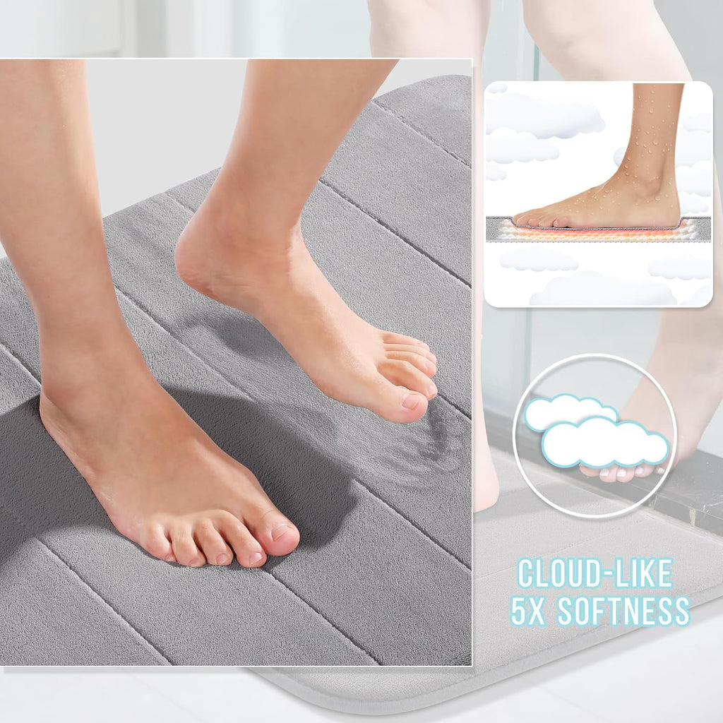 Memory Foam Bath Mat Set 3 Pieces- Super Soft Absorbent Quick Dry Bathroom Rug Sets, Machine Washable Non Slip Floor