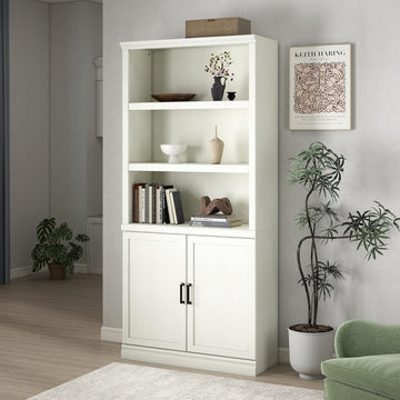 70 Inch Tall Bookcase with Doors, Library Office Bookshelf with Adjustable Shelves