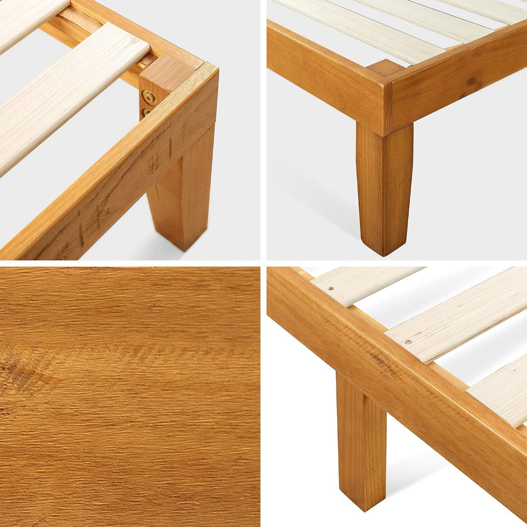 12 Inch Solid Wood Platform Bed / No Boxspring needed / Wood Slat Support / Rustic Pine Finish, Queen (OLB-PWPBO-12Q)