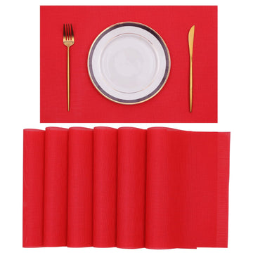 Placemats Set of 6 Woven Vinyl Christmas Place Mats for Dining Table Wipe Clean Stain Resistant Table Mats Indoor