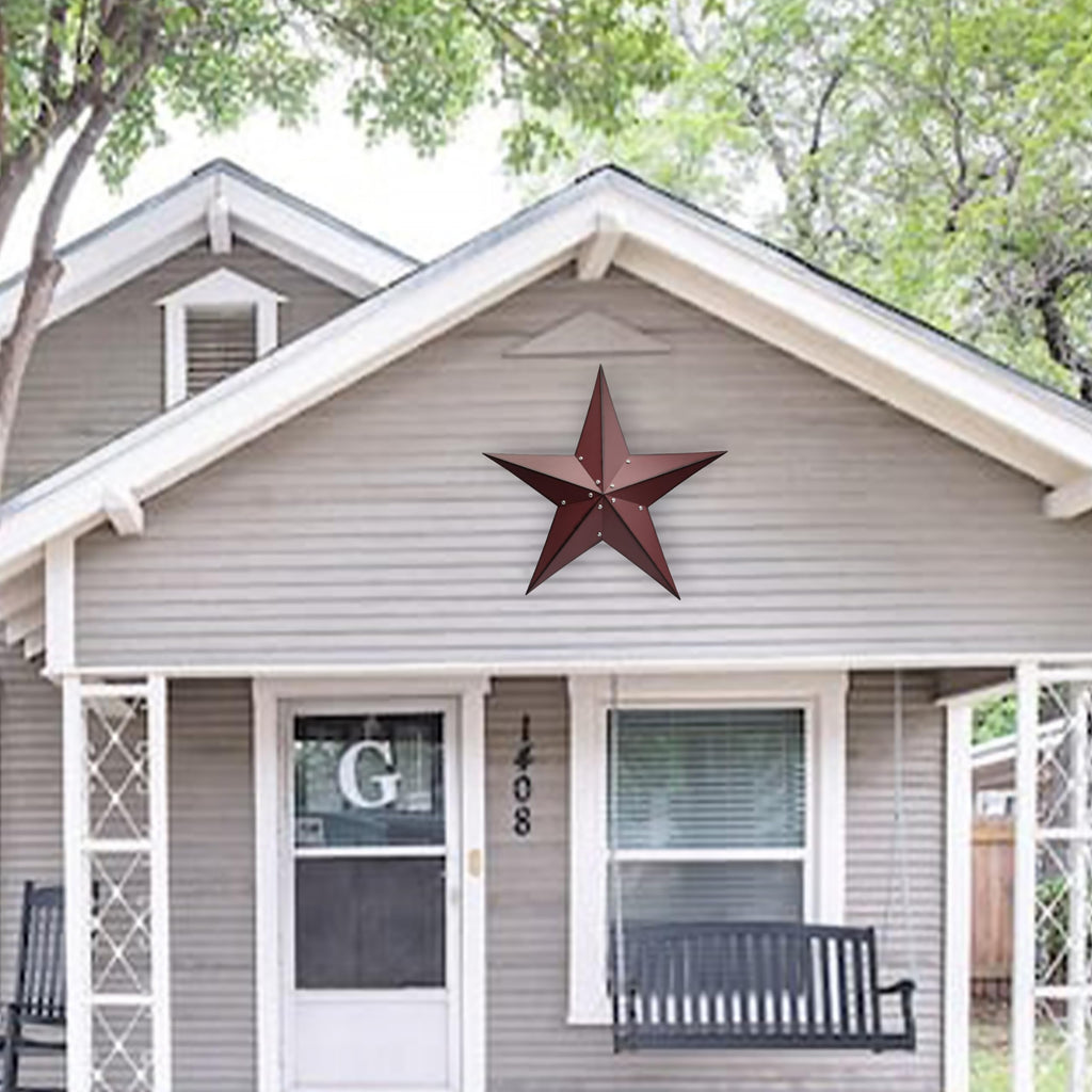 24" Rustic Metal Barn Star Wall Decor-Handmade Red Barn Stars Indoor or Outdoor Decoration, Star for Outside Texas