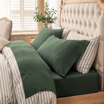 Jersey Knit Sheet Set Solid Forest Green California King