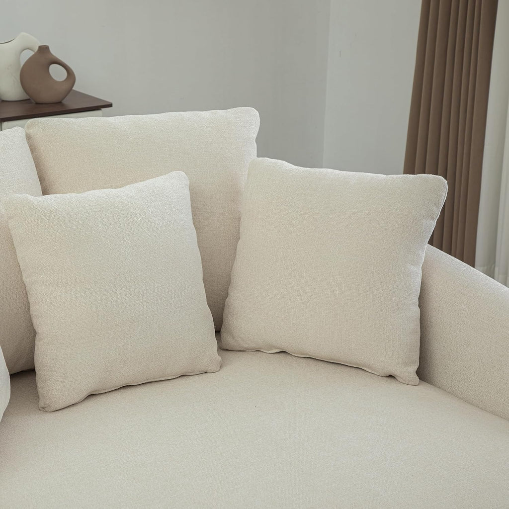 56" White Barrel Chaise Lounge Chair,Oversized Barrel Accent Chair with 2 Cushions and 3 Throw Pillows,Extra Deep