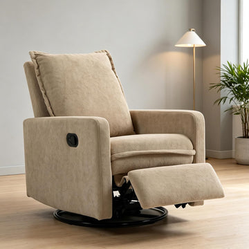 Modern Manual Reclining Chair Glider Rocker Chair with Swivel Bedroom, Manual Lovely Recliner Armchair Boucle