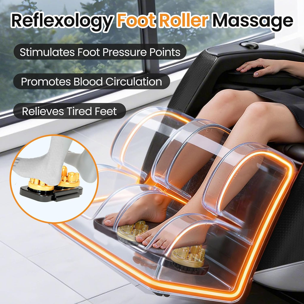 Massage Chair Full Body, Zero Gravity Massage Recliner with Deep Kneading Shiatsu Massage, Foot Roller Reflexology