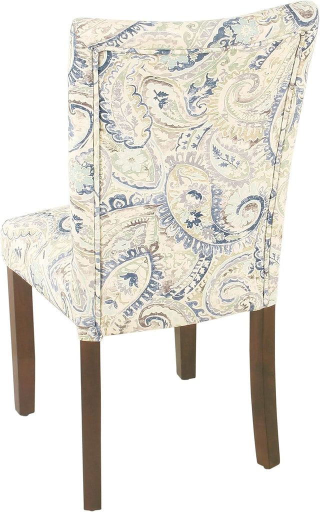 Classic Parsons Dining Chair - Blue Velvet Paisley Print (Set of 2)