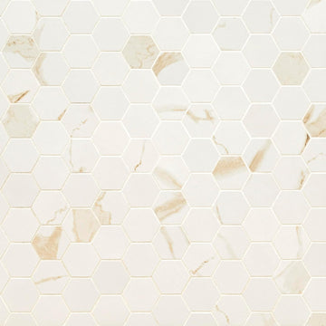 Eden Calacatta 12 in. x 12 in. Hexagon Porcelain Mosaic Tile