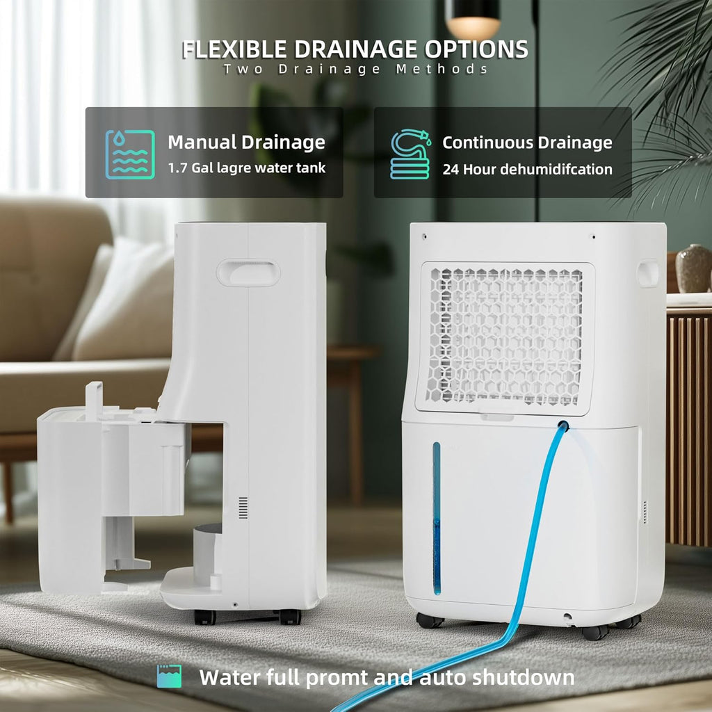5000 Sq.Ft Dehumidifier for Basement with Drain Hose, 80 Pint Dehumidifiers for Home with Large 6.5L Water Tank