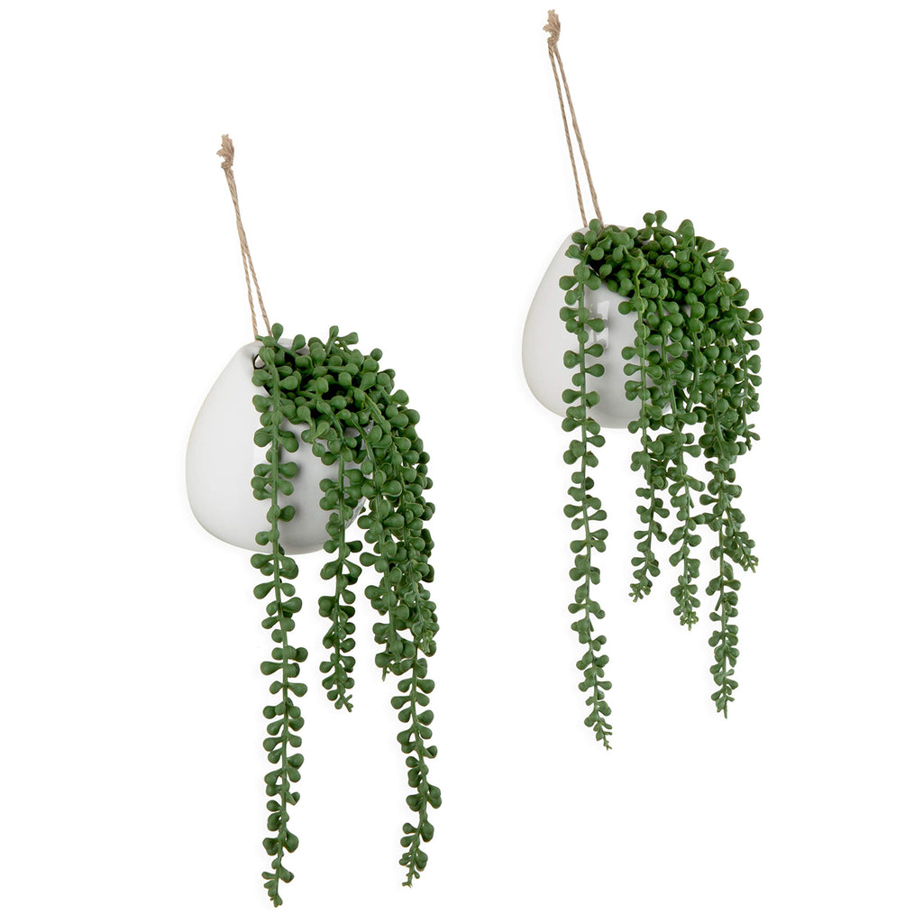 Faux String of Pearls Plants White Ceramic Wall Planter Set of 3