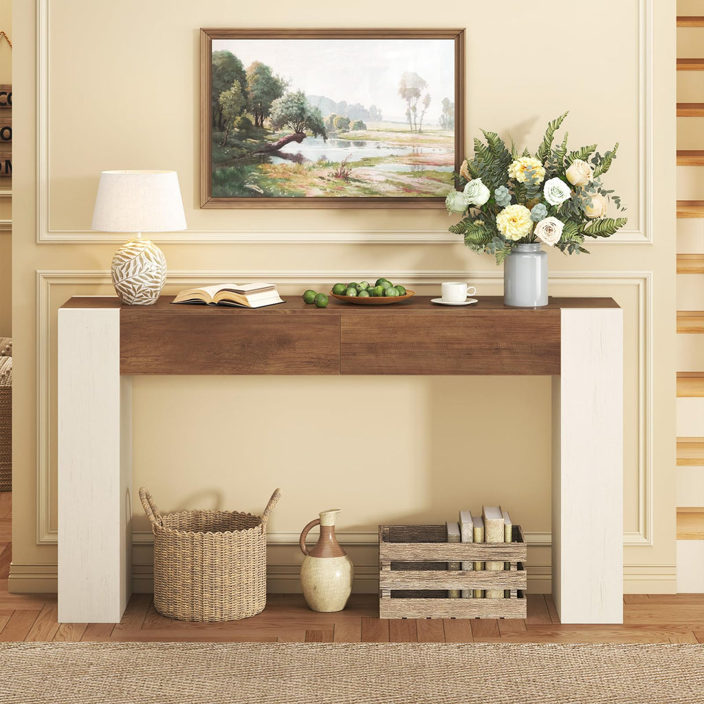 47" Entryway Console Table with 2 Drawers, Farmhouse Sofa Table