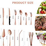 69 Pieces Rose Gold Silverware Set with Steak Knife Service for 8