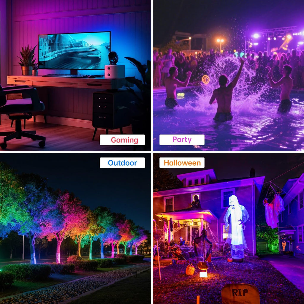 LED Flood Light Outdoor, 80W RGB Color Changing Smart Floodlights 2700K 8000LM Warm White & 16 Million Colors, RGBW