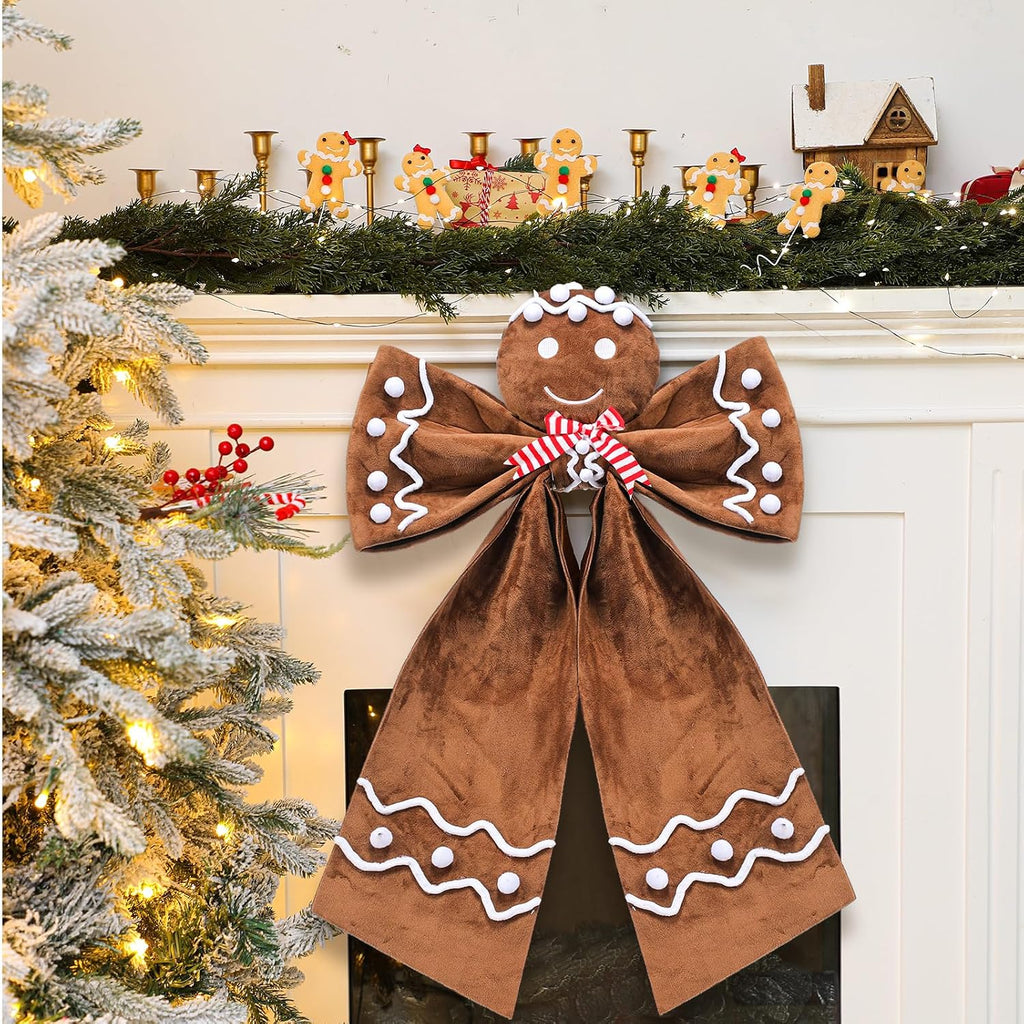 20" x 28" Extra Large Christmas Gingerbread Bow Tree Topper