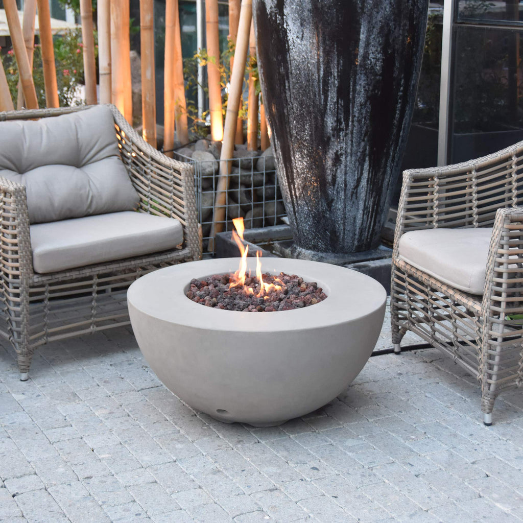 Roca Propane Fire Pit Table, Round Cast Concrete, 34 x 34-in