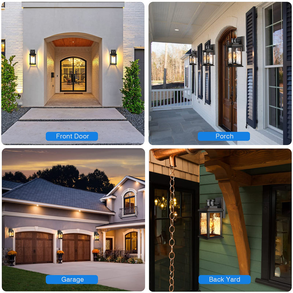 Motion Sensor Outdoor Light Wall Mount, Black Exterior Light Fixture