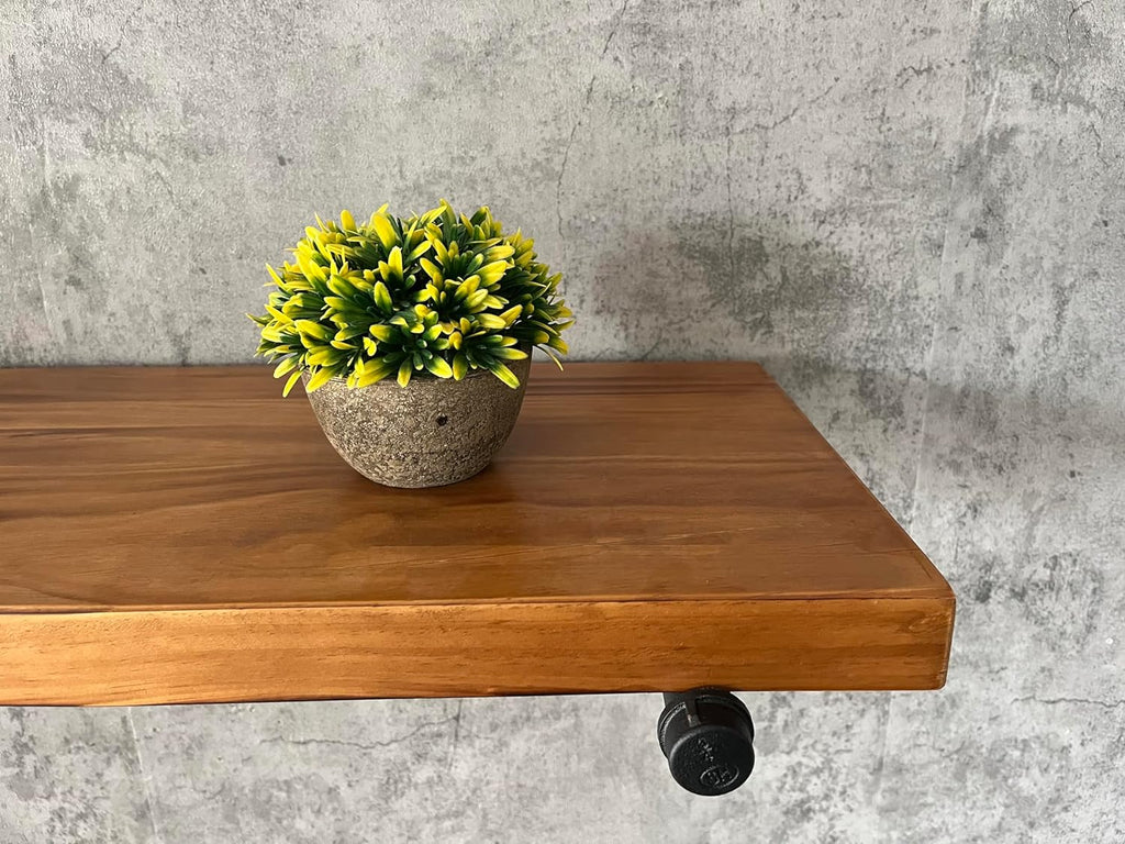 48 inch Industrial Pipe Floating Shelves,Solid Pine Wood Wall Shelf | Solid Pine Wood,9.85" Extra Width,special
