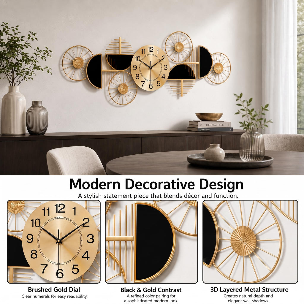 40" Large Modern Wall Clock, 3D Metal Wall Art