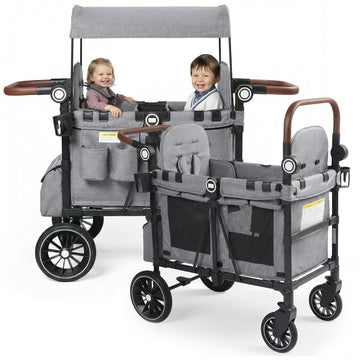 Wagon Stroller for 2 Kids, Foldable Kids Stroller Wagon 2 Seater