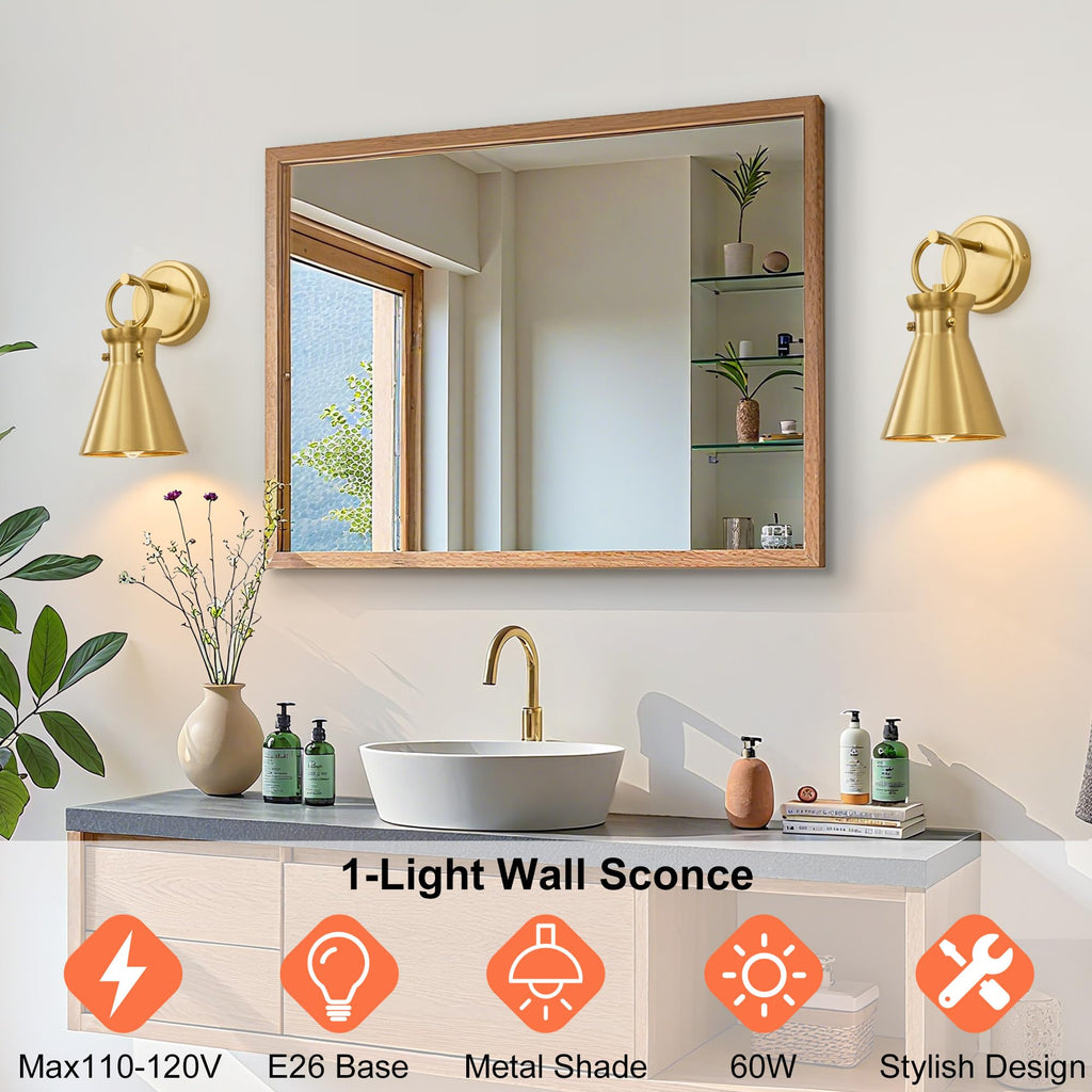 Wall Sconce 6" Gold Metal Shade, 1 Pack