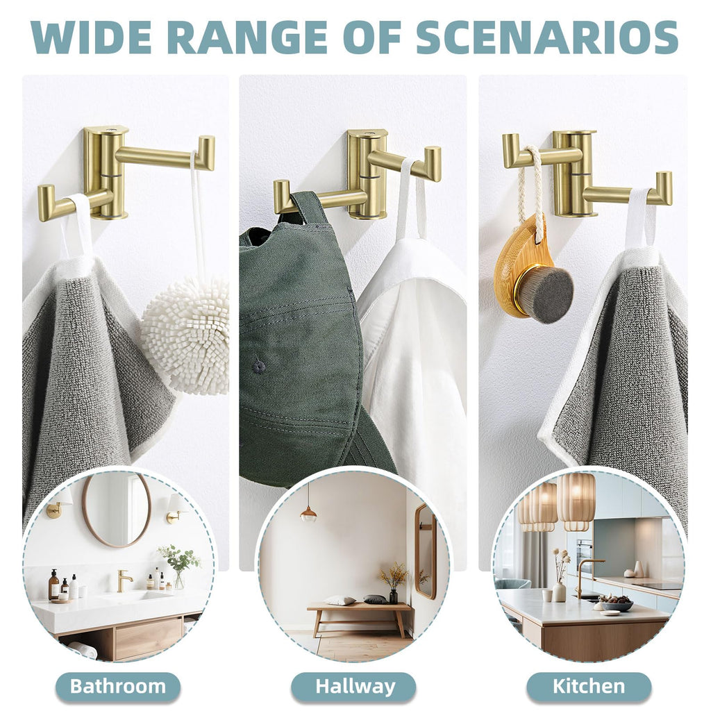 Towel Hook Brushed Gold, Swivel Coat Robe Hook