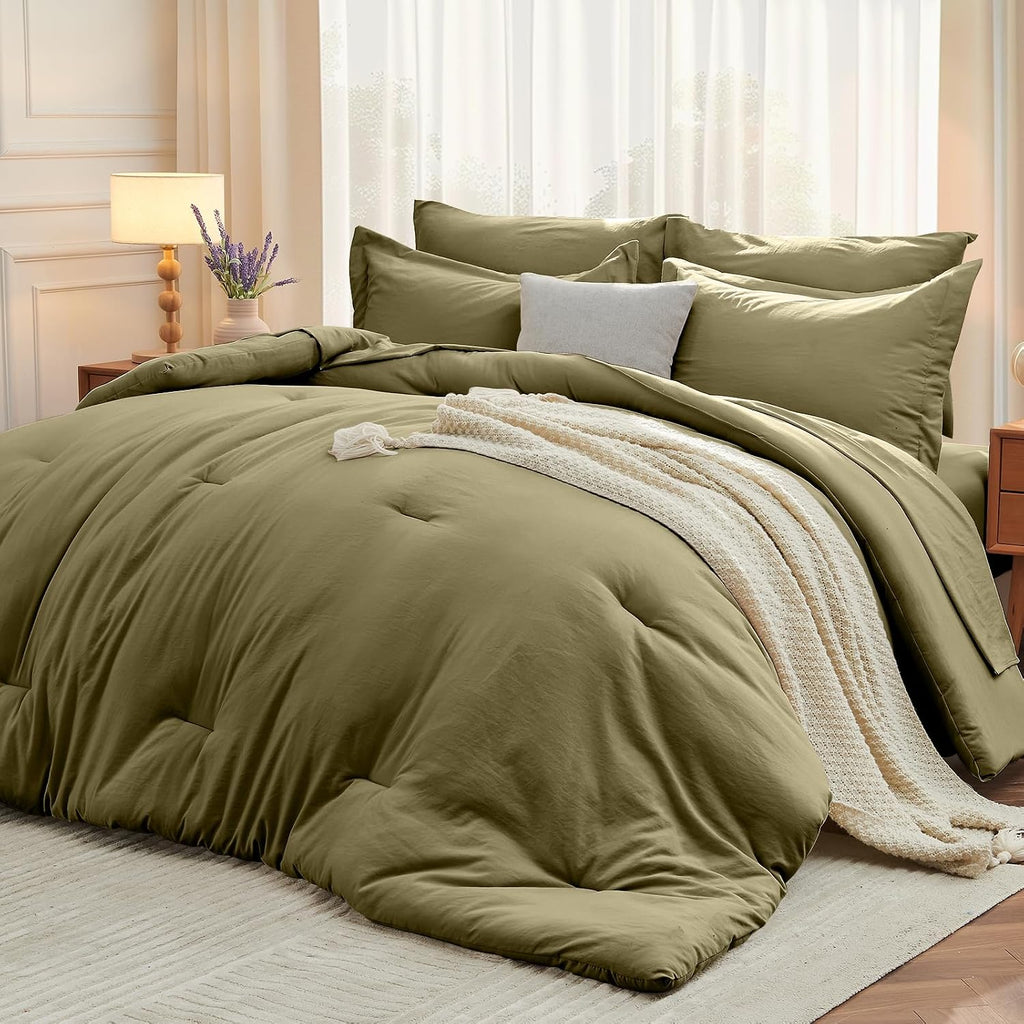 7 Pieces King Comforter Set, Soft Bed in a Bag King, All Season Bedding Set with Comforter, Flat Sheet, Fitted Sheet - Set of 7